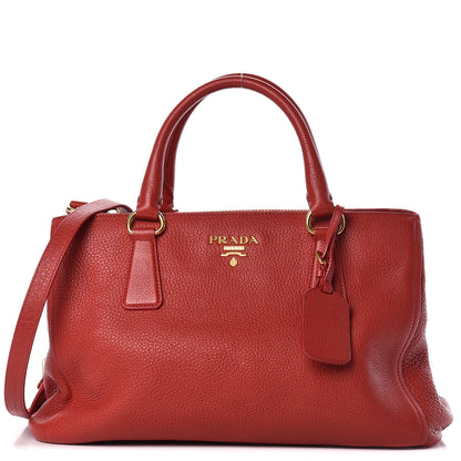 Prada Vitello Daino Small Double Tote Rosso 1 of 13