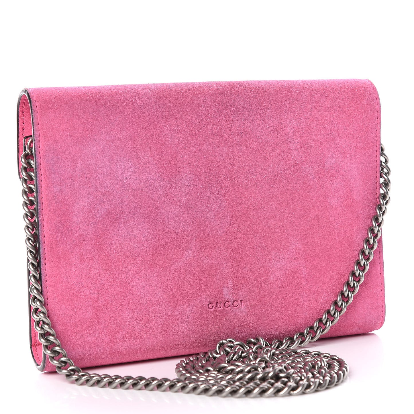 Suede Mini Dionysus Chain Wallet Pink Tropical Flower
