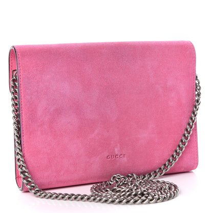 Gucci Suede Mini Dionysus Chain Wallet Pink Tropical Flower 3 of 16