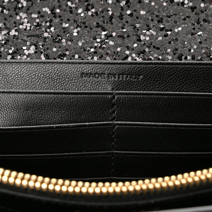 Saint Laurent Glitter Classic Monogram Chain Wallet Black Multicolor 8 of 10