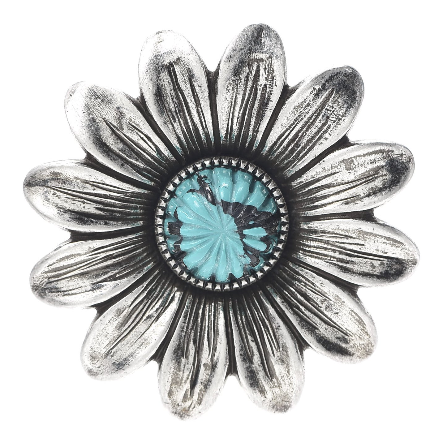 Sterling Silver Resin Flower Ring Turquoise 54 7
