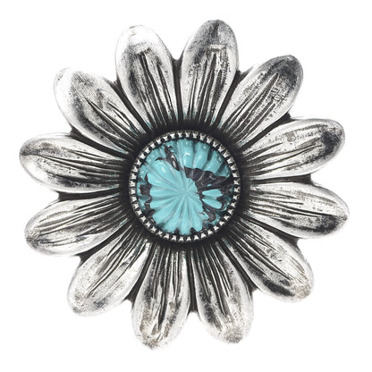 Gucci Sterling Silver Resin Flower Ring Turquoise 54 7 1 of 5