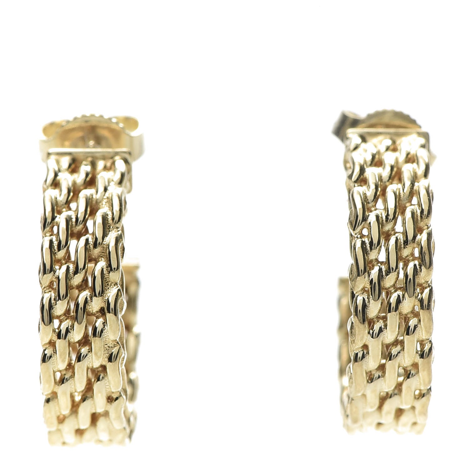 Tiffany 18K Yellow Gold Small Somerset Mesh Hoop Earrings 1 of 4