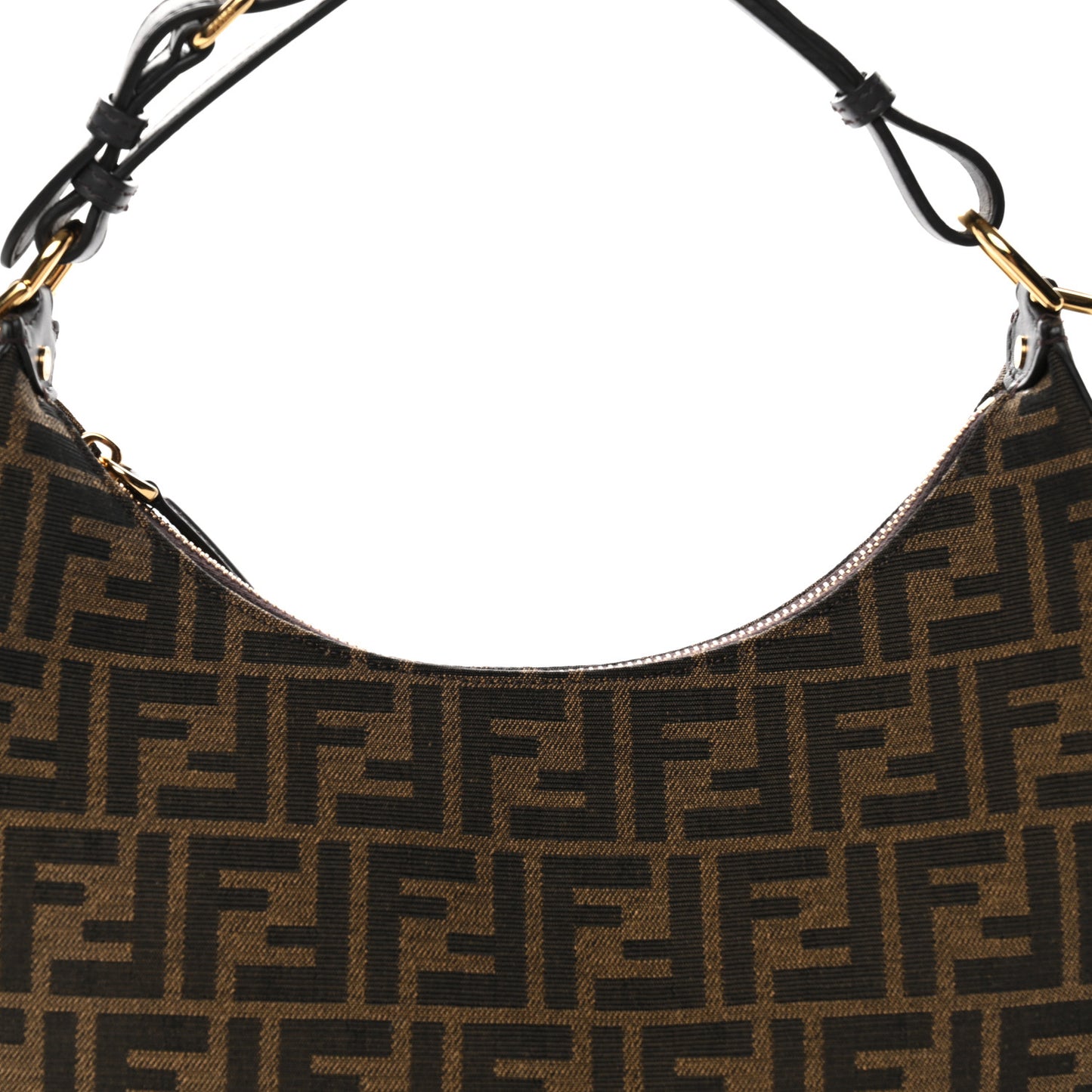 Fabric Jacquard Vitello Grace FF 1974 Small Fendigraphy Hobo Bag Tobacco Moro Ebano