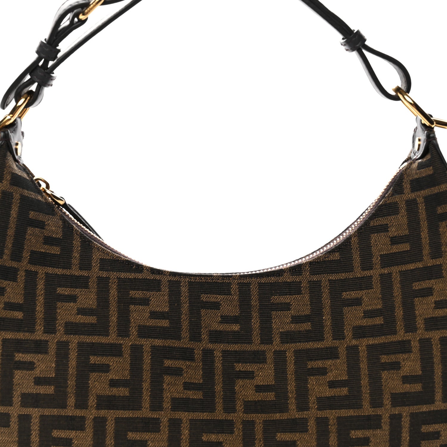 Fendi Fabric Jacquard Vitello Grace FF 1974 Small Fendigraphy Hobo Bag Tobacco Moro Ebano 8 of 10