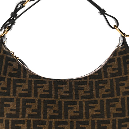 Fendi Fabric Jacquard Vitello Grace FF 1974 Small Fendigraphy Hobo Bag Tobacco Moro Ebano 8 of 10