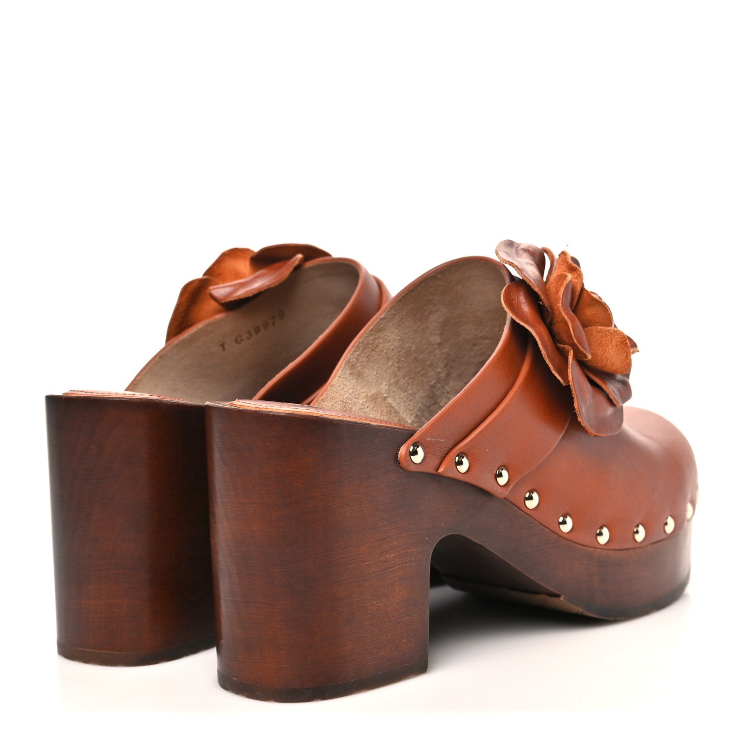 Chanel Calfskin Camellia Clogs 38  Brown 5 of 9