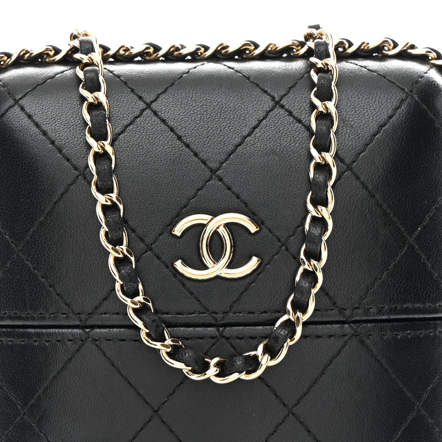 Chanel Lambskin Quilted Chain Around Phone Holder Black 8 of 10