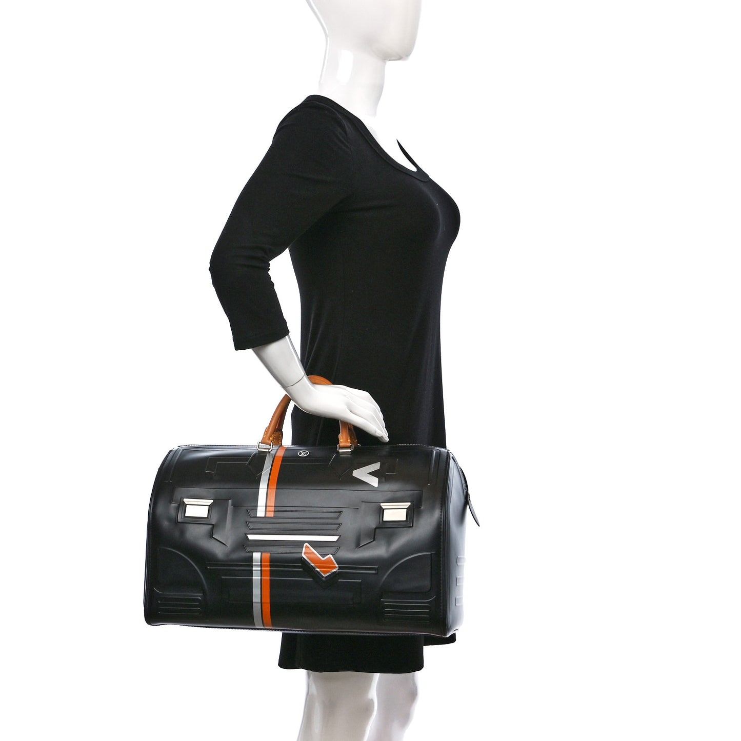 Calfskin Spaceship Embossed Speedy 40 Black