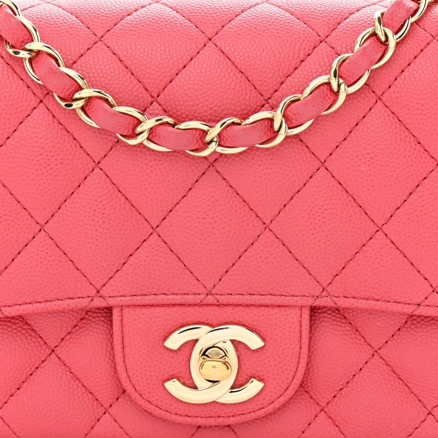 Caviar Quilted Mini Square Flap Pink