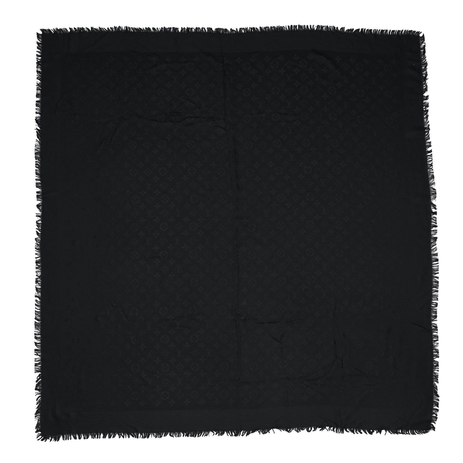 Louis Vuitton Silk Wool Monogram Shawl Black 1 of 8