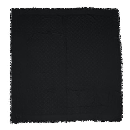 Louis Vuitton Silk Wool Monogram Shawl Black 1 of 8