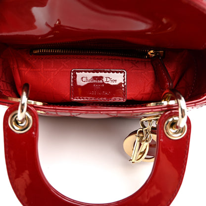 Christian Dior Patent Cannage Mini Lady Dior Red 6 of 11