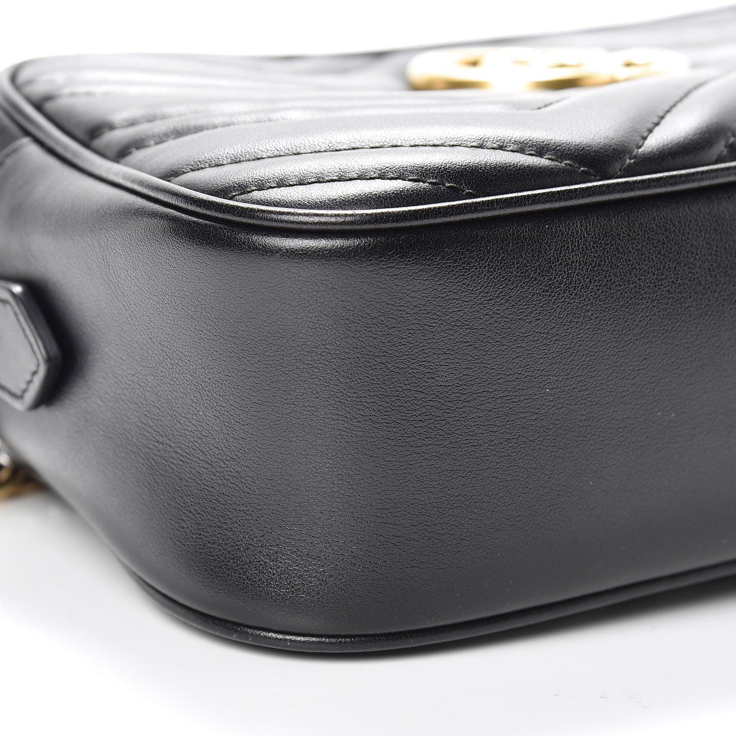 Gucci Calfskin Matelasse Small GG Marmont Chain Shoulder Bag Black 6 of 16