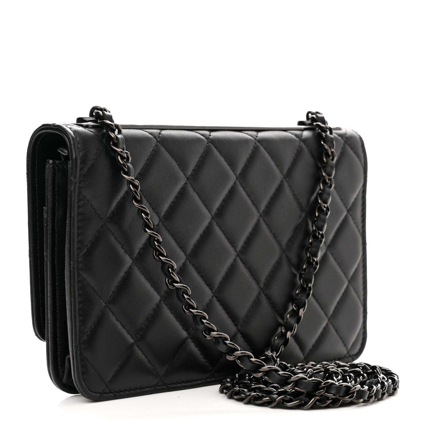 Chanel Lambskin Quilted Trendy CC Wallet On Chain WOC So Black 3 of 11
