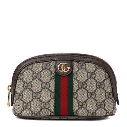 Gucci GG Supreme Monogram Textured Calfskin Web Medium Ophidia Cosmetic Case Beige Ebony New Acero 1 of 10