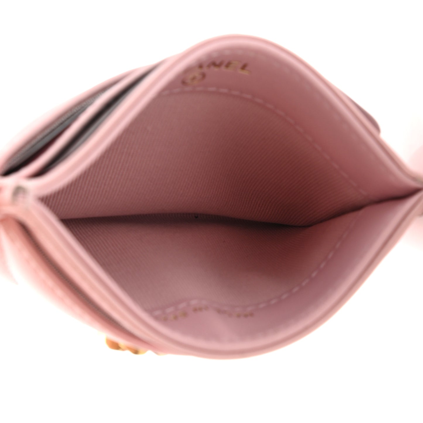 Lambskin Quilted Chanel 19 Card Holder Light Pink