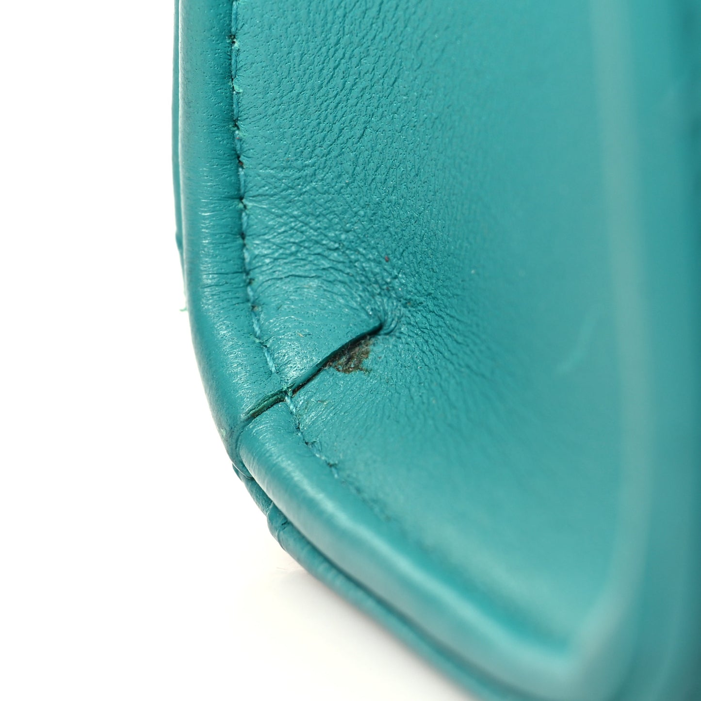 Lambskin Quilted Extra Mini Wallet On Chain WOC Teal