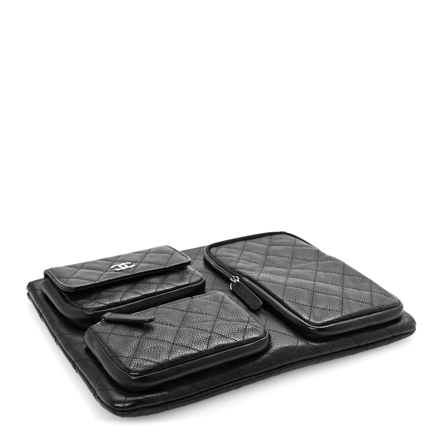 Chanel Caviar Quilted Zipped Multi Pouch Black 4 of 8