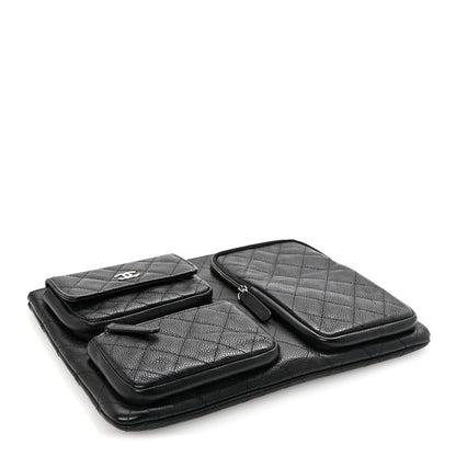 Chanel Caviar Quilted Zipped Multi Pouch Black 4 of 8