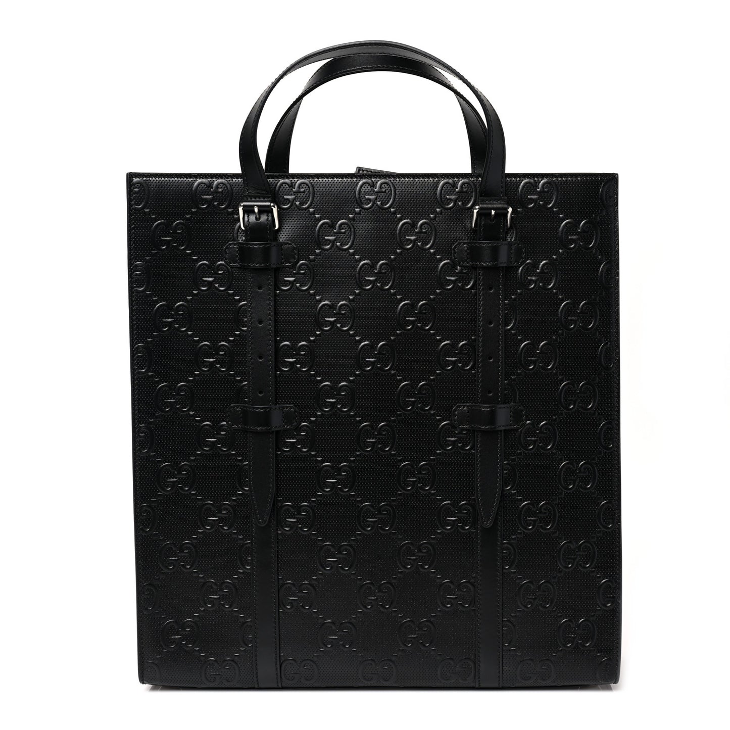 Calfskin GG Tennis Embossed Medium Tote Bag Black