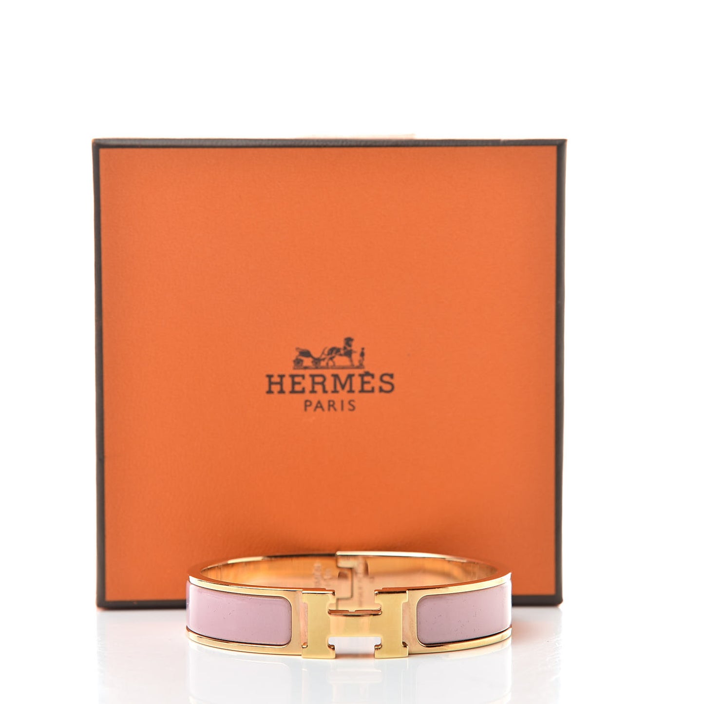 Enamel Narrow Clic Clac H Bracelet PM Rose Nacarat