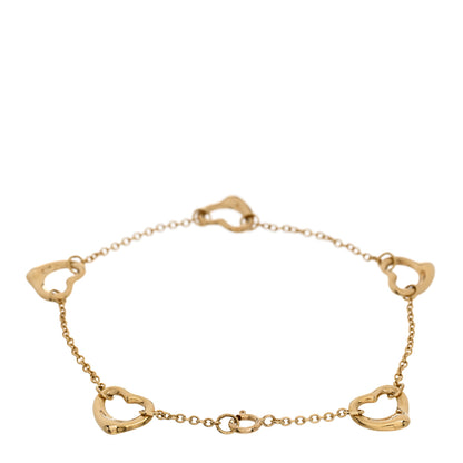 Tiffany 18K Yellow Gold Elsa Peretti 5 Open Heart Bracelet 2 of 3