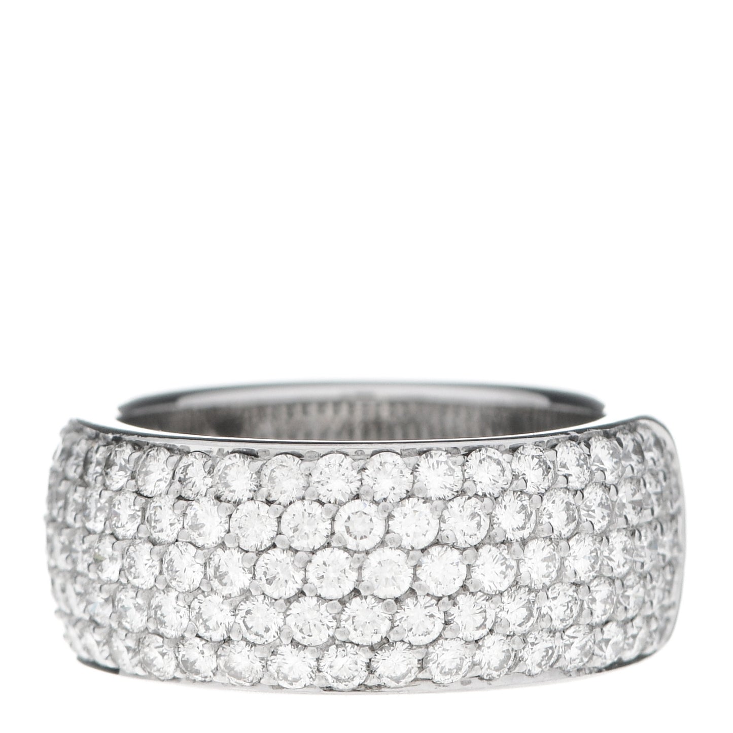 18K White Gold Diamond 5 Row Half Paved Band Ring 50 5.25