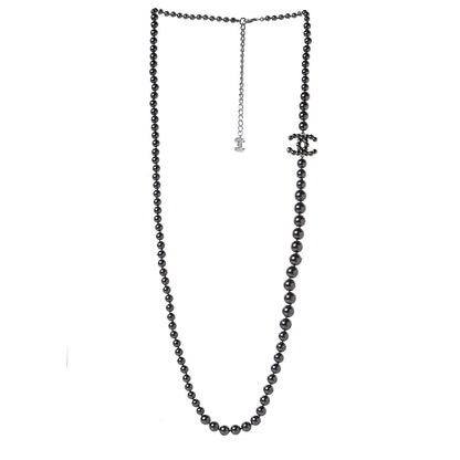 Chanel Ruthenium Graduated Pearl CC Long Necklace Dark Grey 3 of 7