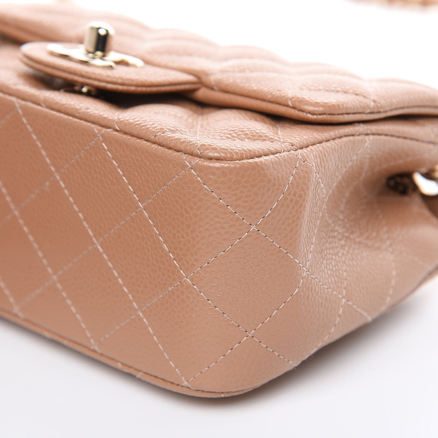 Caviar Quilted Mini Square Flap Beige