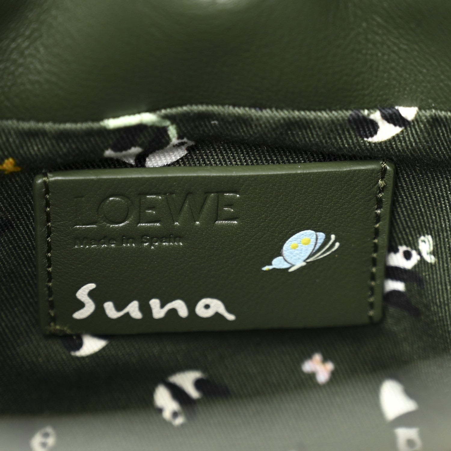 Loewe X SUNA FUJITA Nappa Panda Mini Flamenco Knot Clutch Bottle Green 1775604