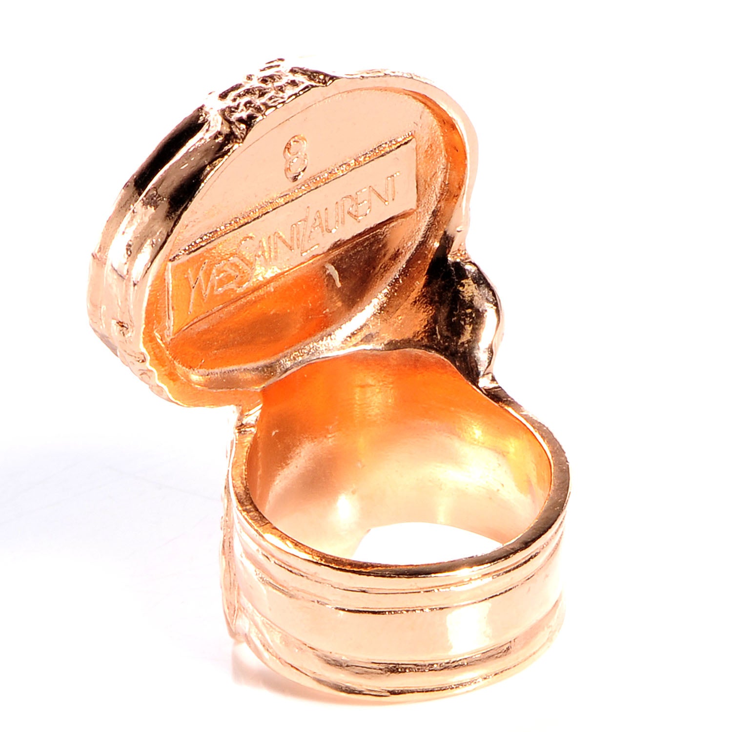 Saint Laurent Arty Ovale Ring Rose Gold Marine 8.5 3 of 6