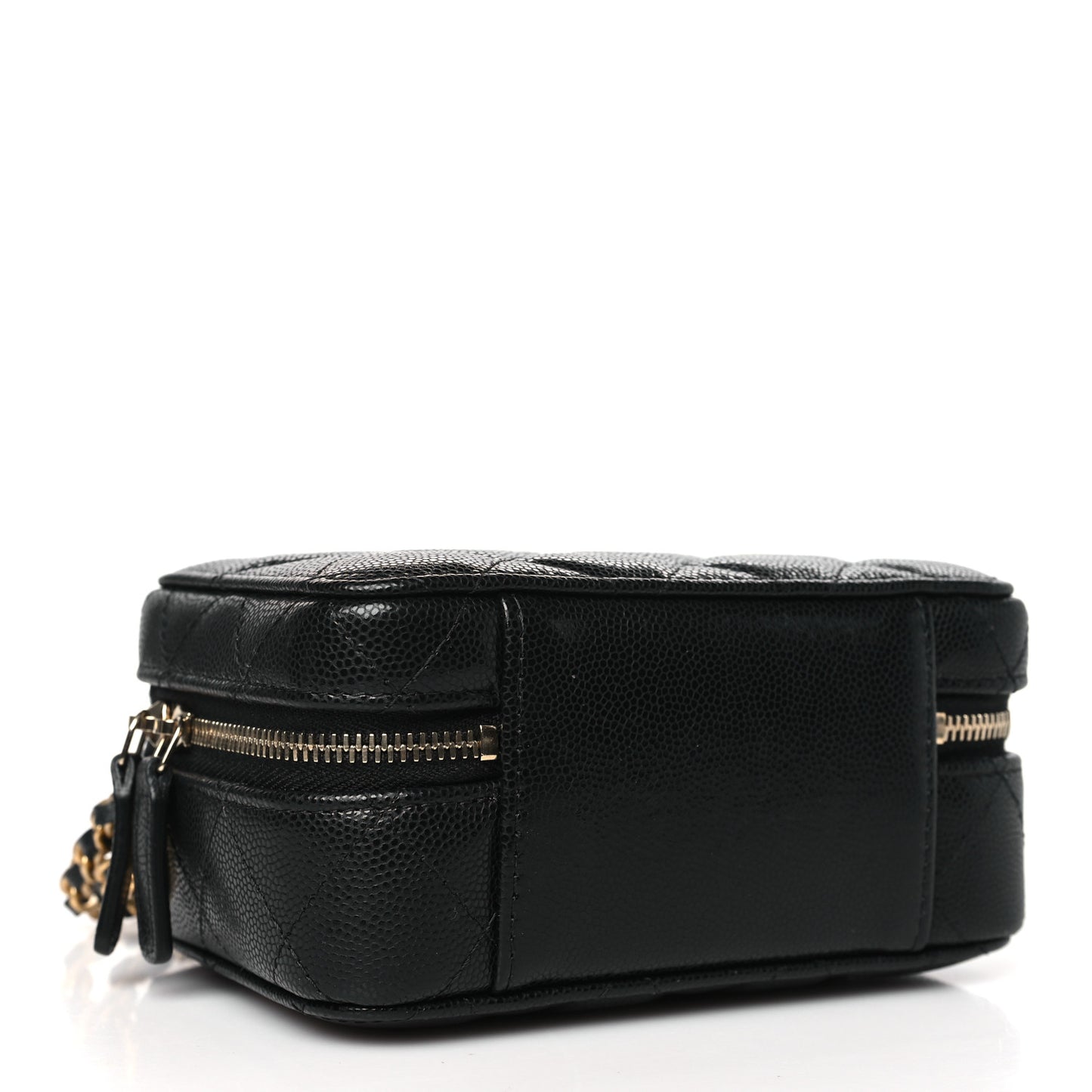Caviar Quilted Twist Your Buttons Clutch With Chain Black