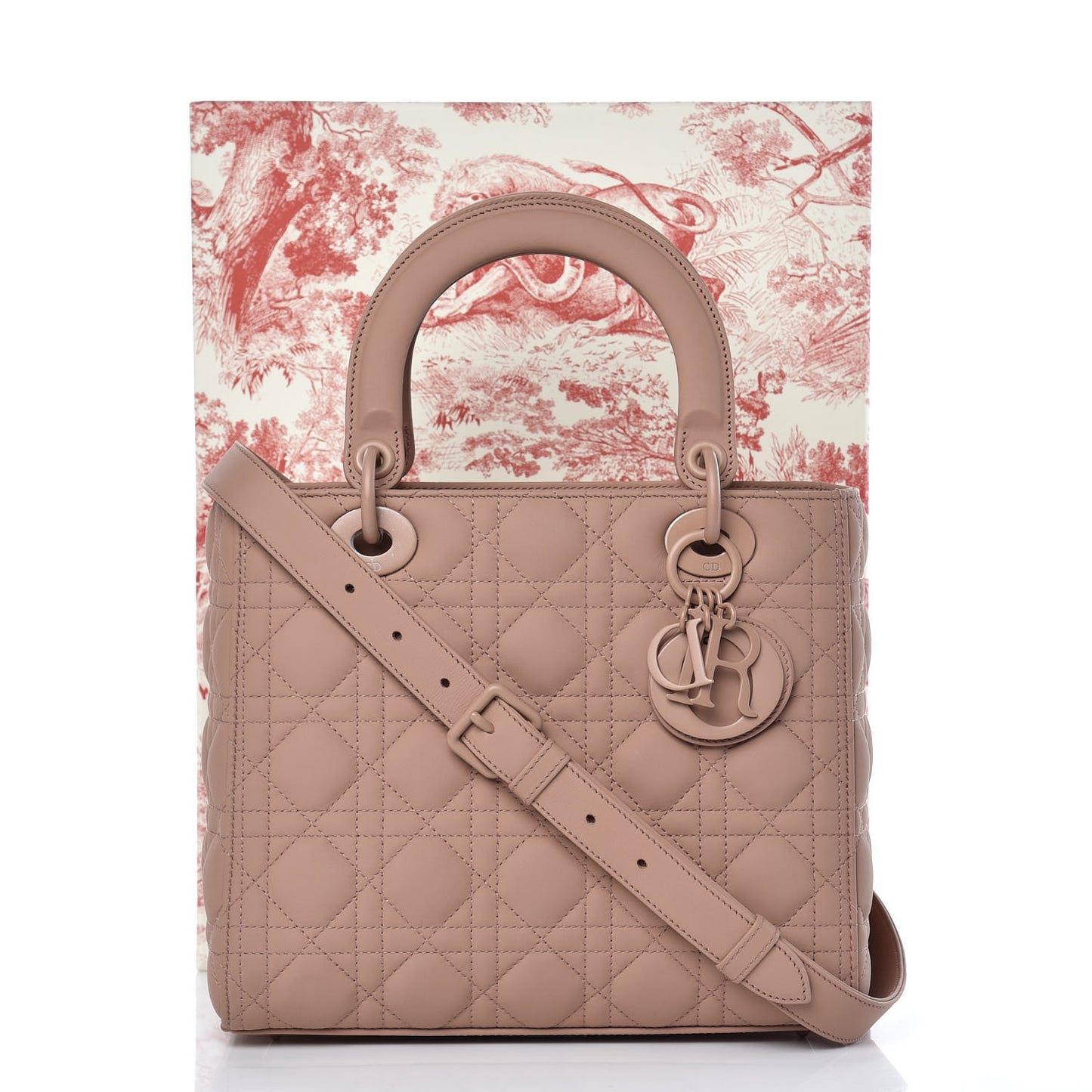 Ultra Matte Calfskin Cannage Medium Lady Dior Beige