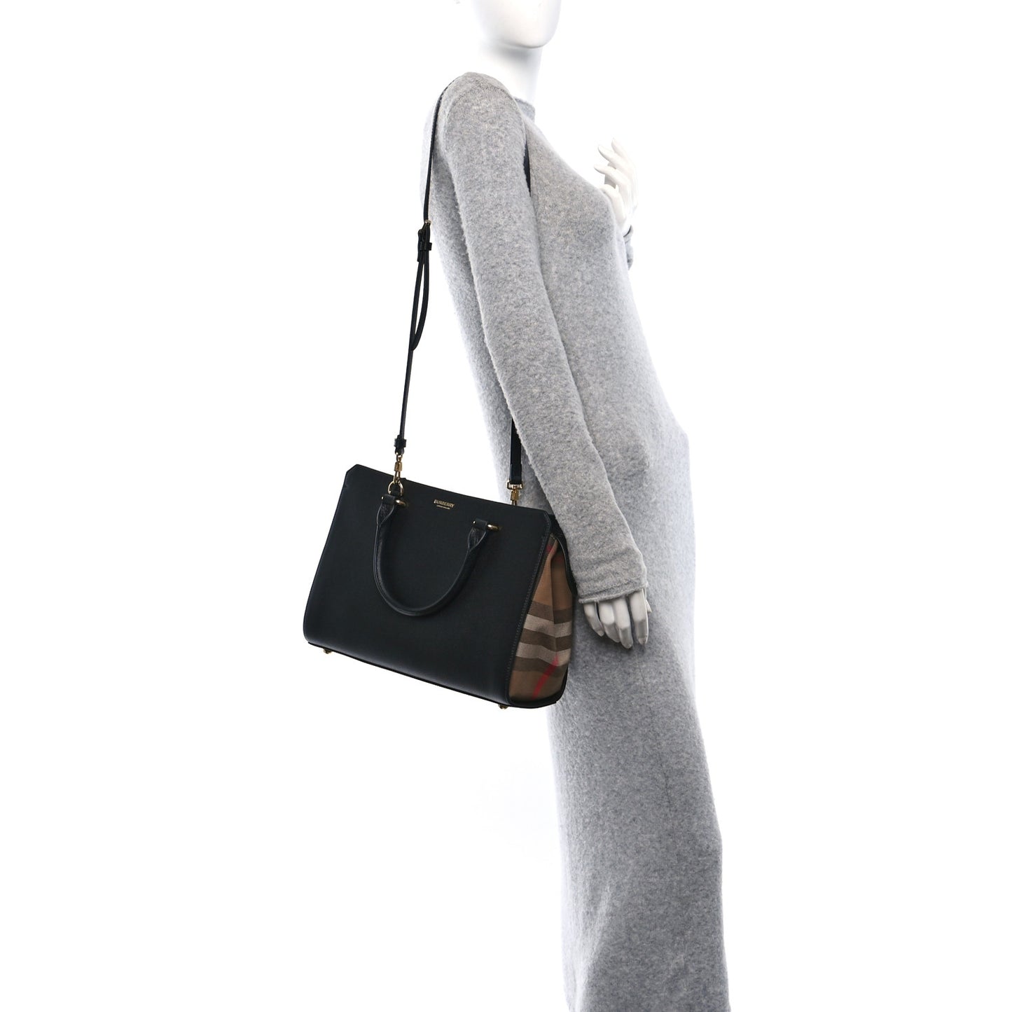 Calfskin Mega Check Small Banwell Tote Black
