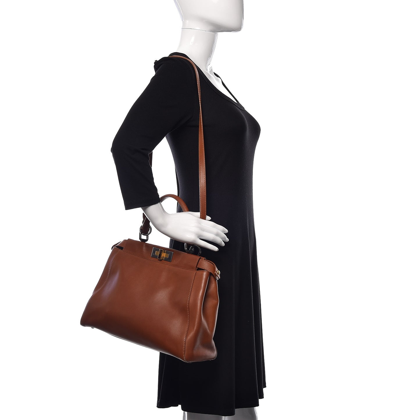 Vitello Suede Medium Peekaboo Iconic Satchel Cuoio Rame Moro