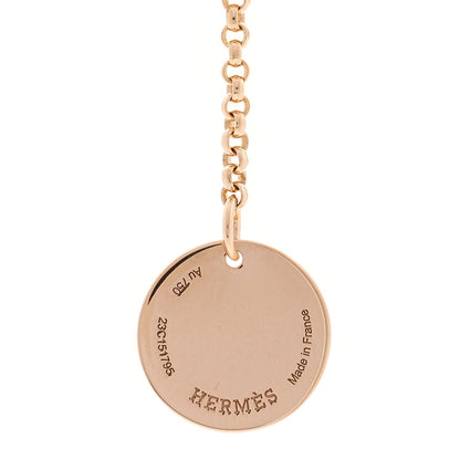 Hermes 18K Rose Gold Diamond PM Ex-Libris Pendant Necklace 5 of 6