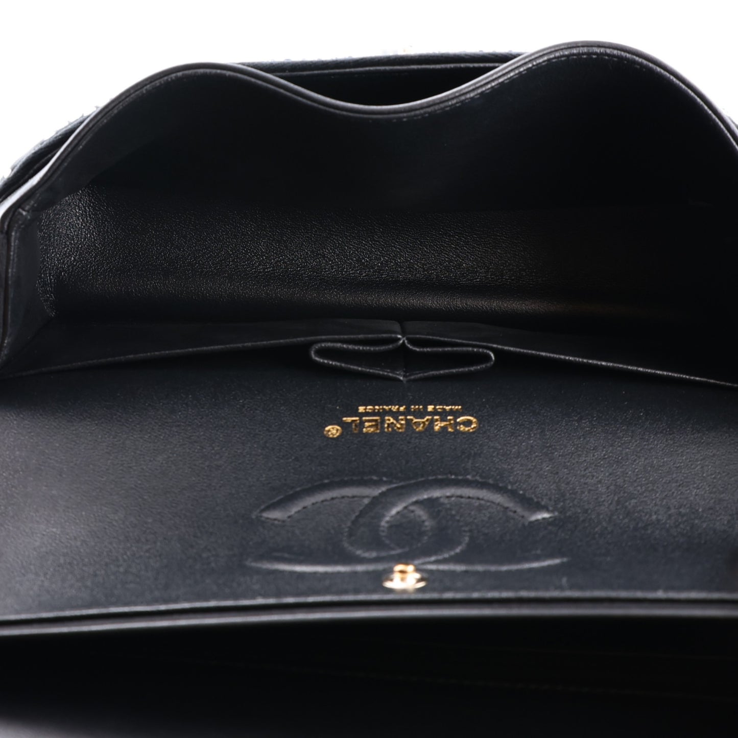 Velvet Crystal Medium Double Flap Black