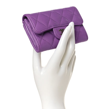 Chanel Caviar Quilted Flap Card Holder Wallet Purple 2 of 9