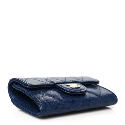 Chanel Caviar Quilted Flap Card Holder Wallet Navy Blue 4 of 10