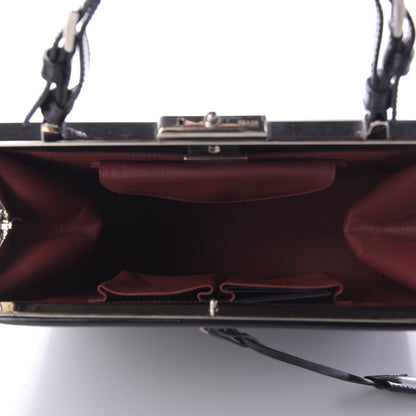 Prada Spazzolato Logo Print Framed Bag Black 5 of 8