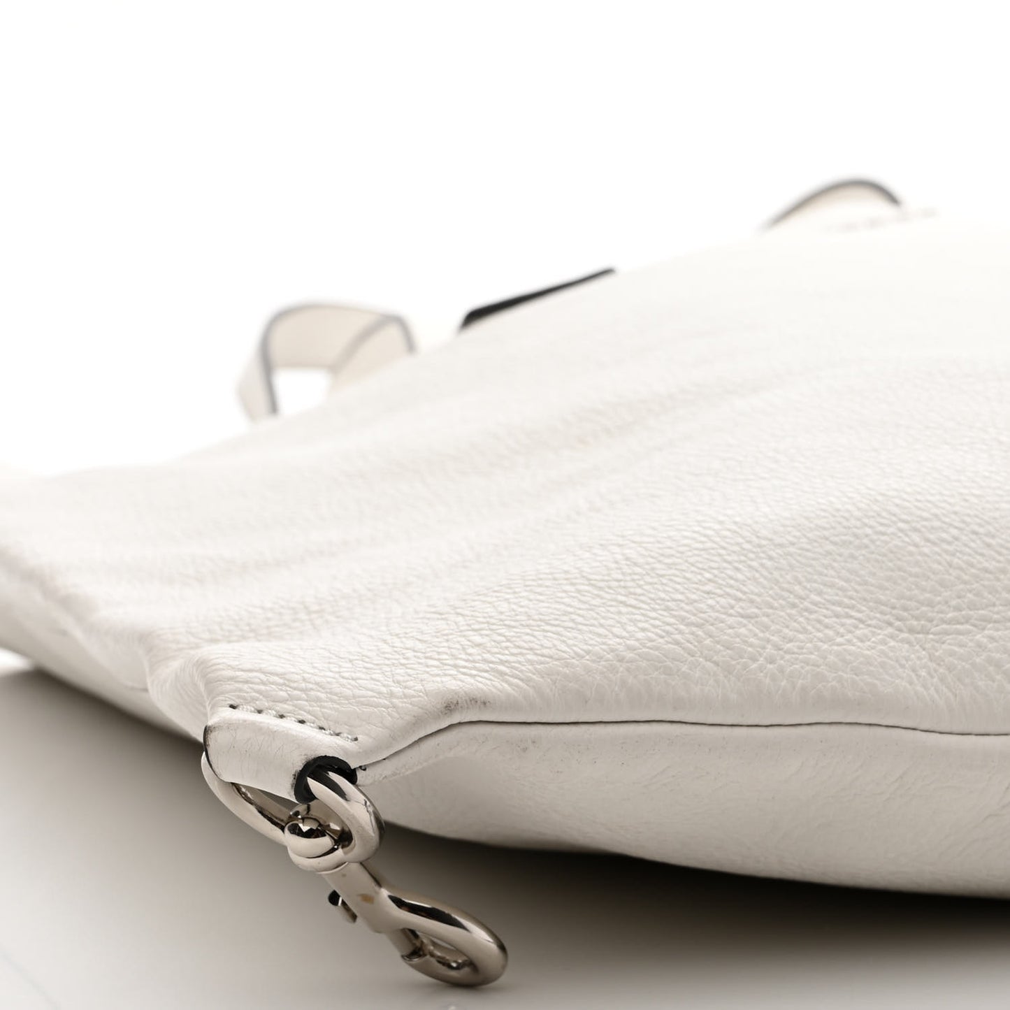 Grained Calfskin Wingman Shopping Tote White