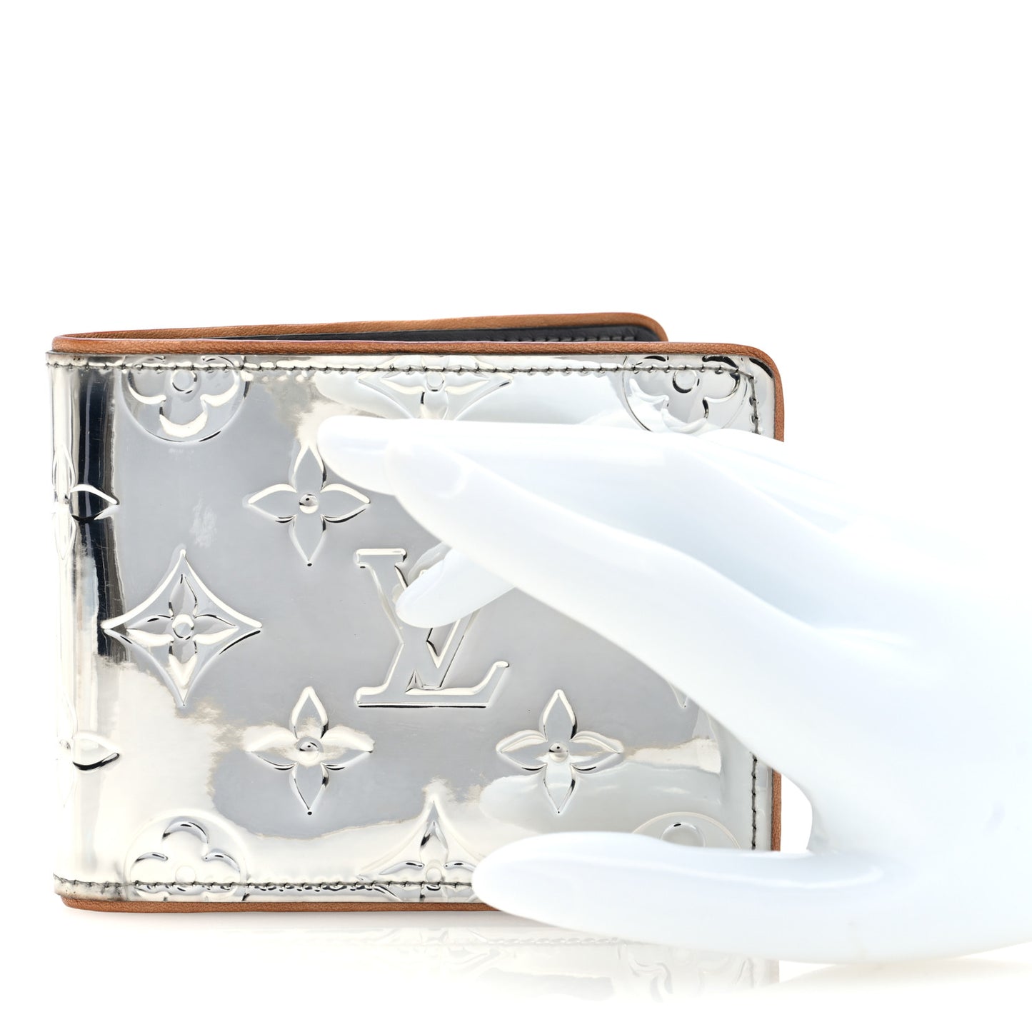 Monogram Mirror Slender Wallet Silver