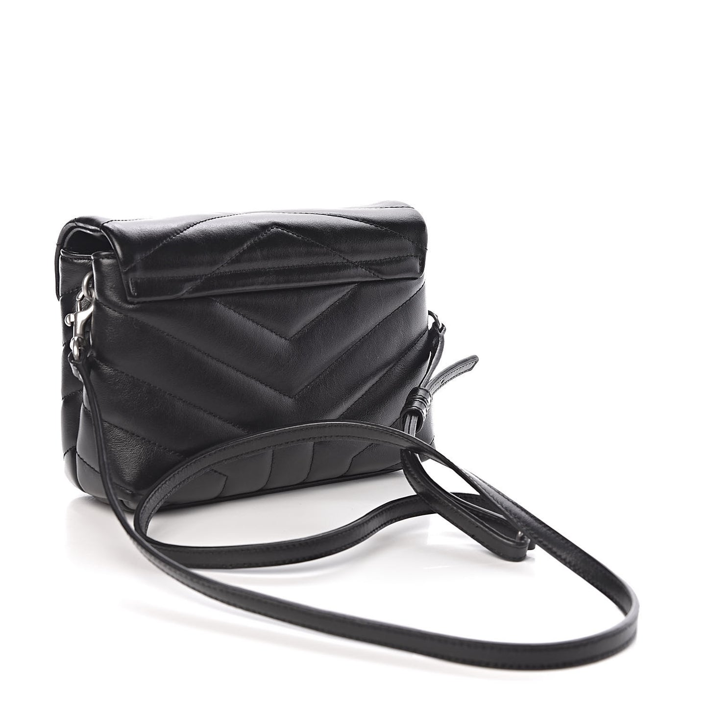 Calfskin Y Quilted Monogram Toy Loulou Crossbody Bag Black