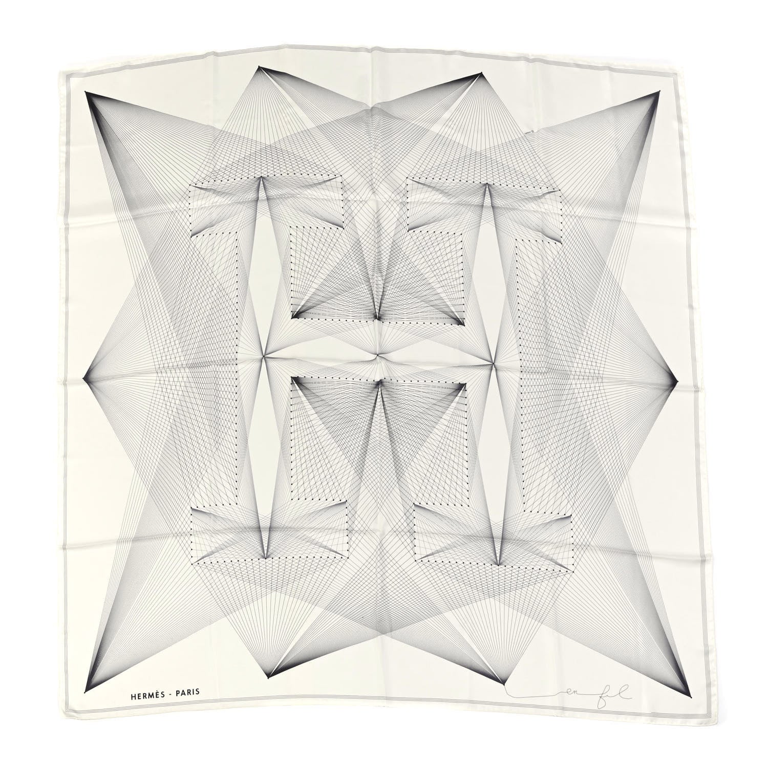 Hermes Silk Hiver H En Fil Scarf 140 White Anthracite 1 of 5