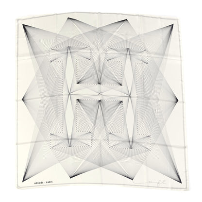 Hermes Silk Hiver H En Fil Scarf 140 White Anthracite 1 of 5