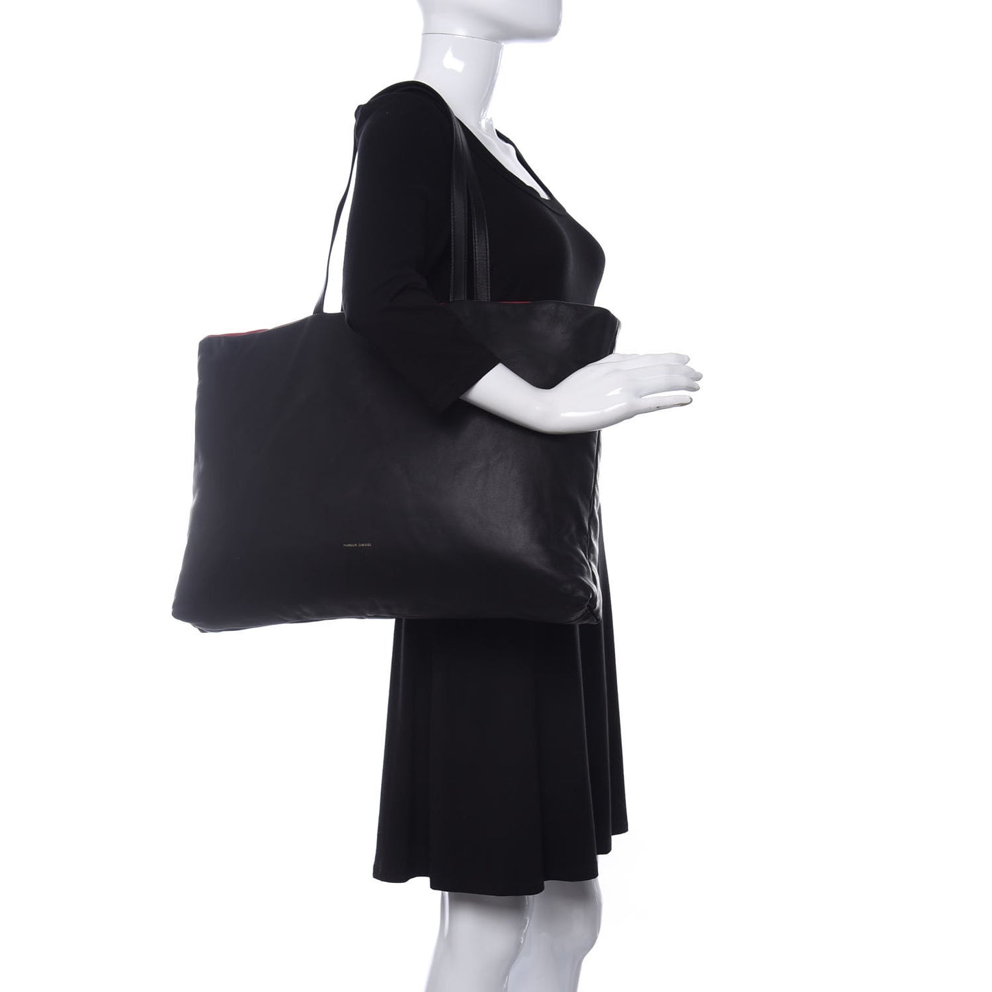 Calfskin Reversible Pillow Tote Black Flamma