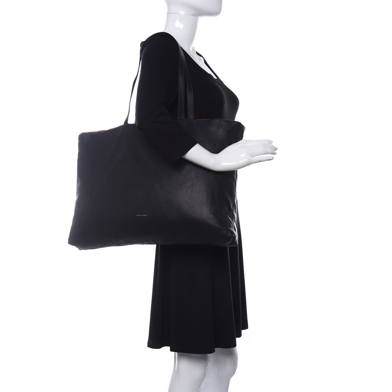 Mansur Gavriel Calfskin Reversible Pillow Tote Black Flamma 2 of 9