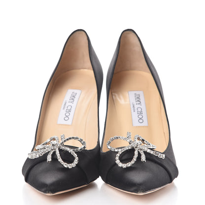 Jimmy Choo Satin Crystal Pumps 39.5 Black 7 of 10