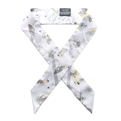 Hermes Silk Ex-Libris Les Parisie Twilly Gris Perle Jaune Soufre 1 of 4